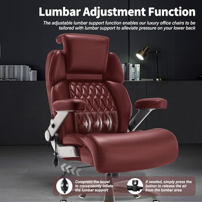 Big and Tall Office Chair 700lbs, Ergonomic High Back Computer Desk Chair - color: Burgundy