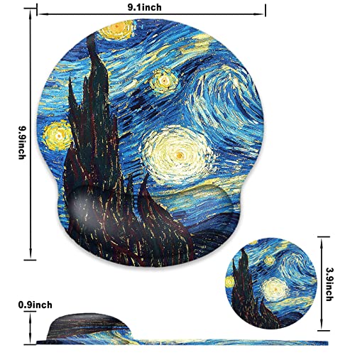 ToLuLu Mouse Pad Wrist Rest Support Gel, Ergonomic Mouse Pads with Non Slip PU Base, Mouse Wrist Rest Pad for Laptop Computer Home Office Working Gaming Pain Relief, Van Gogh Starry Night - color: Beautiful Night