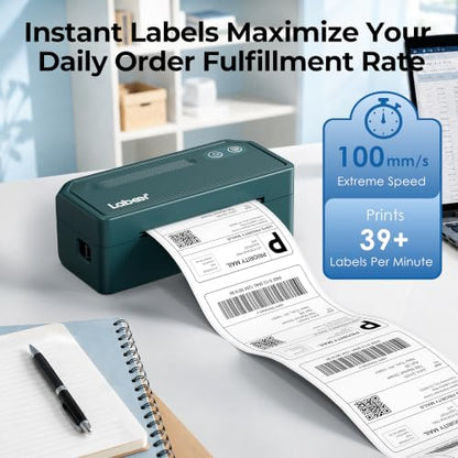 Labeer Bluetooth Thermal Shipping Label Printer, Wireless 4x6 Printer Green - color: Green