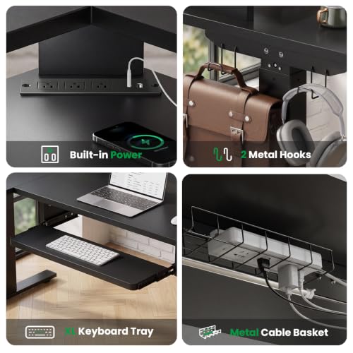 SIAGO 63x55 L-Shaped Standing Desk with Monitor Shelf & Cabinet - color: Black, size: 63 x 55 Inch with Cabinet