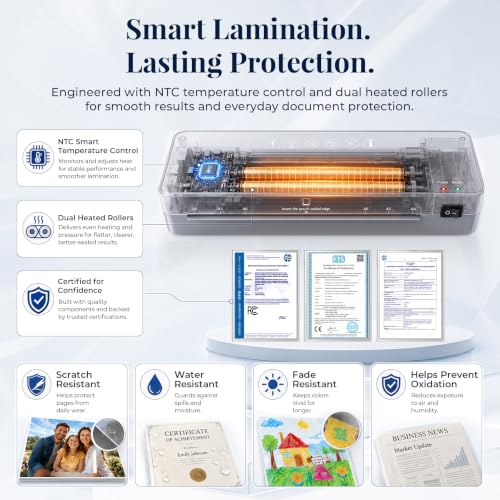 MAXDONE Laminator Machine 9-Inch - 5-in-1 Thermal Laminator Kit | with 50 Laminating Sheets, Fast Warm-Up, Paper Trimmer & Corner Rounder for Photos, Documents, Home, School & Office