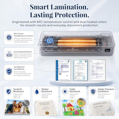 MAXDONE Laminator Machine 9-Inch - 5-in-1 Thermal Laminator Kit | with 50 Laminating Sheets, Fast Warm-Up, Paper Trimmer & Corner Rounder for Photos, Documents, Home, School & Office