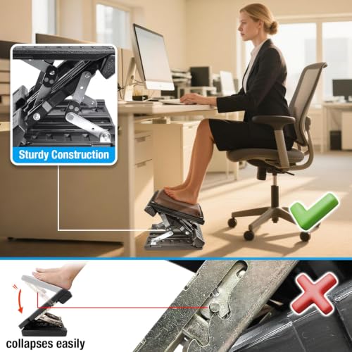 Adjustable Foot Rest Under Desk for Office,Home, Gaming & Study - color: Brown, size: Extra Large