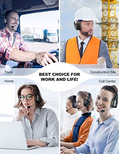 TECKNET Trucker Bluetooth Headset, AI Noise Canceling Mic, Wireless On-Ear | AI Noise Canceling Mic reduces background noise for clear calls. Wireless hands-free headset for truckers and office use.