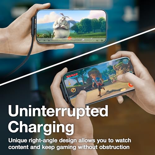 BoxWave Cable Compatible with Logitech Spotlight Presentation Remote - PowerDisplay PD Right Angle Cable (4ft) - USB-C to USB-C (100W), LED Wattage Info Extra Long Braided Nylon - Jet Black