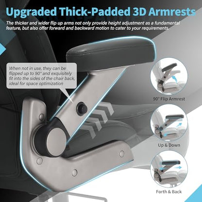Big and Tall Office Chair 700lbs, Ergonomic High Back Computer Desk Chair - color: Grey-1