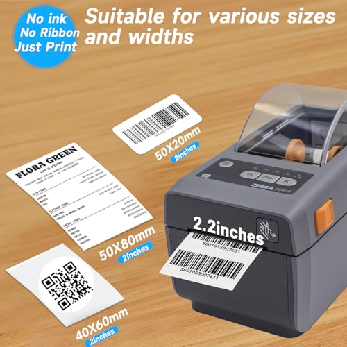 Zebra ZD410 203dpi Direct Thermal Desktop Monochrome Printer Print Width of 2 in Ethernet USB Connectivity, USB Host - ZD41022-D01000EZ