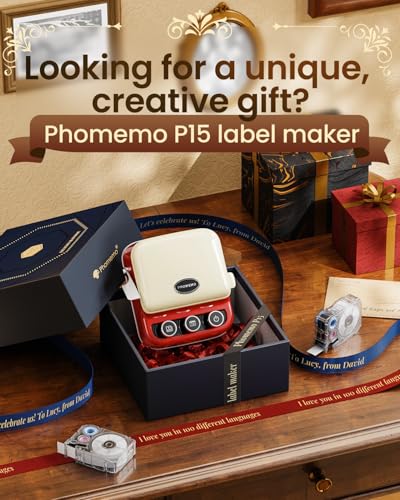 Phomemo P15 Ribbon Printer, Bluetooth Label Maker for Gift Wrap & Business - color: Retro Red