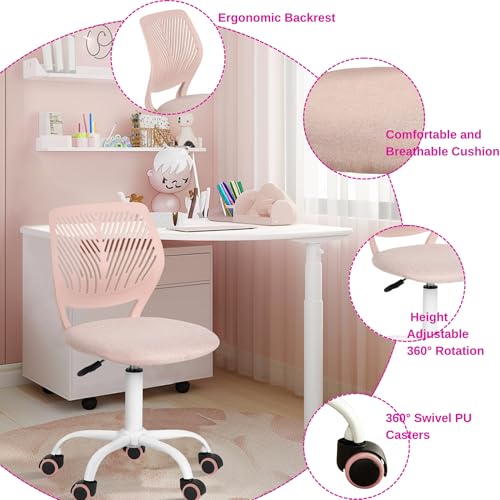 Homy Casa Ergonomic Adjustable Chair with Swivel Base and Cushioned Backrest for Kitchen Counter Dining Island and Home Lounge (Soft Pink) - color: Soft Pink