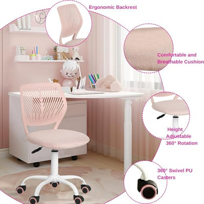 Homy Casa Ergonomic Adjustable Chair with Swivel Base and Cushioned Backrest for Kitchen Counter Dining Island and Home Lounge (Soft Pink) - color: Soft Pink