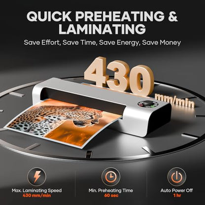 Crenova 13" 4-Roller Laminator Machine, 7 Pouch Thickness Options, 3-10 Mil | Thermal & Cold Dual Mode, Anti-Jam Technology, Auto Shutoff, Fast 55s Warm-Up, Includes 10 Laminating Sheets