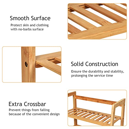 COSTWAY 4-Tier Ladder Shelf, Bamboo Plant Stand Rack | Freestanding Bookcase, Flower Stand Rack Holder for Garden, Balcony, Living Room, Bedroom (Natural) - color: Natural, size: 19" x 12.5" x 45" (L x W x H)
