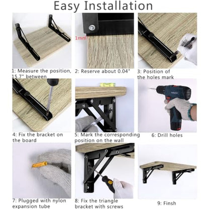 12 Inch Black Folding Shelf Brackets, 2 Pack Metal Heavy Duty Shelf Bracket - color: Black, size: 12 Inch
