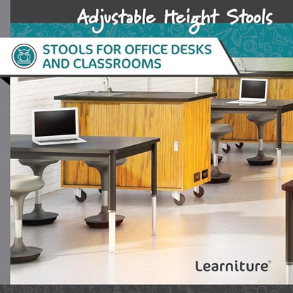 Learniture Adjustable Height Active Learning Stool for Office Desks and Classrooms, Foam-Padded Backless Wobble Stool with Rocking Motion, Black - color: Black