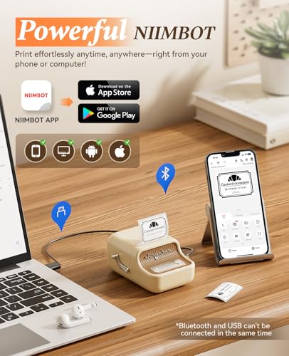 NIIMBOT B21 Label Maker, Thermal Label Printer, Portable Inkless Label Makers for Home/Office/Business, with 1 Pack 50x30mm White Label, Compatible with iOS & Android, (White) | Thermal Label Printer with 1 Pack 50x30mm White Label for Home/Office/Busines