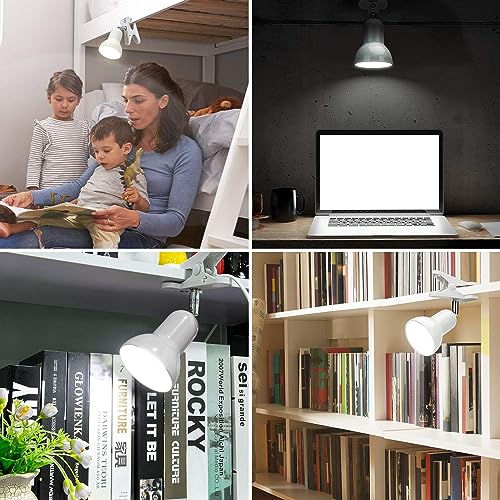 RONG&LAN Desk Lamp, 360 Rotation Clip on Lamp Portable Book Reading Light, Clamp on Desk/Table/Bunk Bed/Cupboard Home Lighting, White - color: White