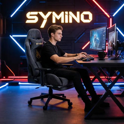 Symino Ergonomic Gaming Chair with Footrest & 155° Recline - color: Grey