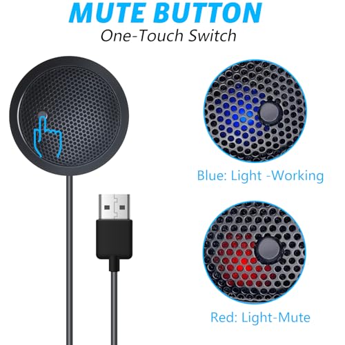 USB Microphone,Desktop Computer Mic, USB Conference Microphone with Mute Key, Plug & Play 360°Omnidirectional Condenser PC Laptop Mics,for Online Calls/Class/Recording Video (Not a Speaker)