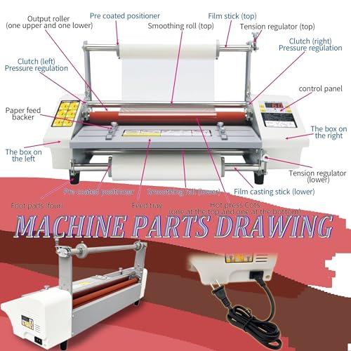INTSUPERMAI Hot Cold Roll Laminator Laminating Singe Doubel Side Thermal Laminator Laminating Machine with Digital Display Speed Adjustable Temperature 0-180℃ Adjusted 17.3inch/440mm A2+ - style: 17.3inch/440mm A2+