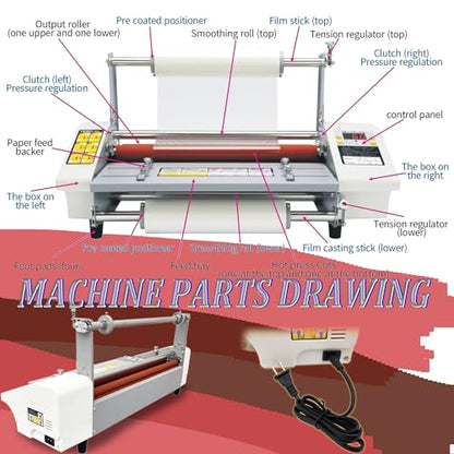 INTSUPERMAI Hot Cold Roll Laminator Laminating Singe Doubel Side Thermal Laminator Laminating Machine with Digital Display Speed Adjustable Temperature 0-180℃ Adjusted 17.3inch/440mm A2+ - style: 17.3inch/440mm A2+