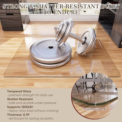 Tempered Glass Chair Mat for Hardwood Floor & Low Pile Carpet, 30" x 55" Heavy Duty Office Chair Mat with Non-Slip Pads, Scratch Resistant Floor Protector for Home Office - size: 30" x 55"