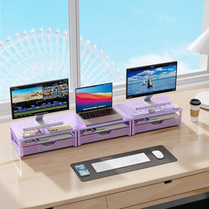 gianotter Computer Monitor Stand Riser with Drawer - color: Purple