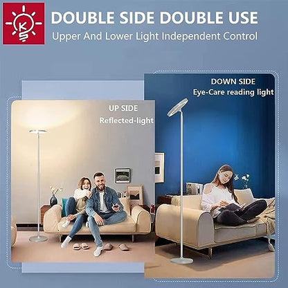 Keepsmile Silver Double Side Lighting LED Floor Lamp with Remote Smart App - color: Silver