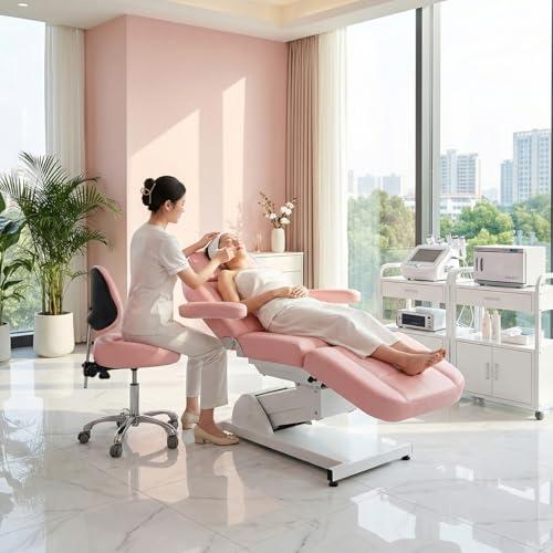 Saddle Stool Rolling Chair for Medical Massage Salon Spa Drafting,Adjustable Hydraulic Stool with Wheels (Pink with Backrest) - color: Pink With Backrest