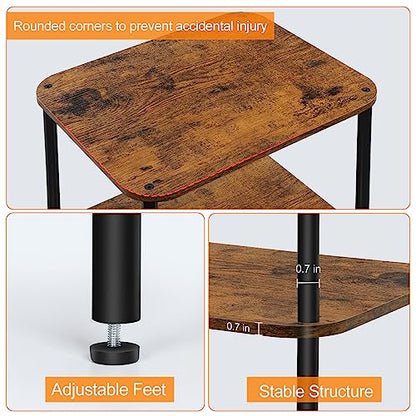 BTY 3 Tier Tall End Table Telephone Table Tall Side Table, 30" H Small End Table with Storage Shelves, Tall Nightstand for Living Room, Bedroom, Home Office,3 Tier Slim Table, Tall Side Table - color: Brown