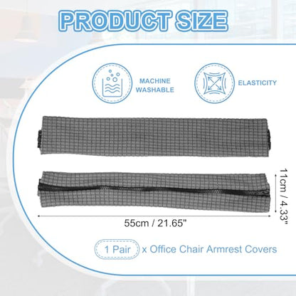 PATIKIL 22x4.3in Office Chair Armrest Covers, 1Pair, Dark Gray - color: Dark Gray, size: 22"