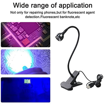 USB 3W Blacklight Fixtures with Gooseneck and Clamp,395NM LED Black Light - color: Bb Black