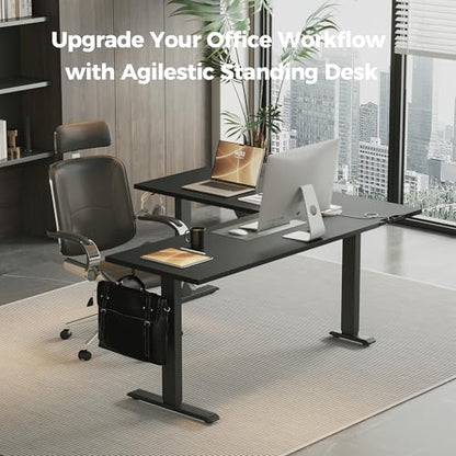 Agilestic L Shaped Electric Standing Desk Adjustable Height, 63 Inch, Black - color: Black, size: 63 x 55 Inch