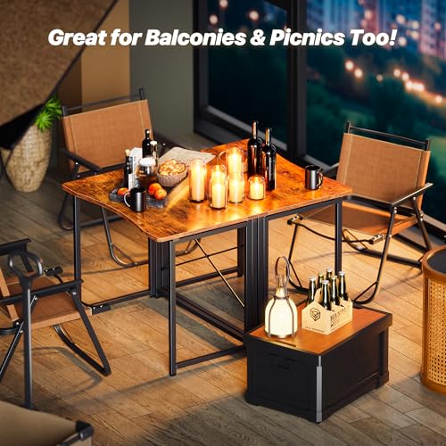 Huuger Folding Desk for Small Spaces, 31.5 Inch Foldable Computer Table - color: Rustic Brown, size: 18.9"D X 31.5"W