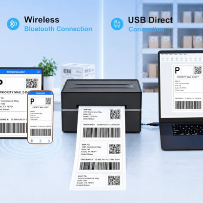 Thermal Shipping Label Printer 4x6 Bluetooth Label Maker for Small Business - color: 1 Black