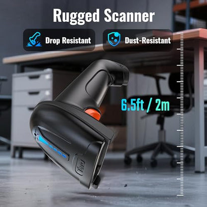 Tera Barcode Scanner with Battery Indicator: 1D Wireless, 5100 Black | USB Wired 2.4G Wireless Reader, 2200mAh Battery, 1D Laser Scanning, IP54 Protection, Retail Checkout Warehouse Library School - color: 1D Black