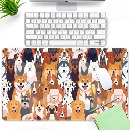Large Mouse Pad, Mouse Pad, 31.5 x 15.7 Inch, Dog Cute | Non-Slip Desk Pad Keyboard and Mouse Desk Mat for Gamer, Office & Home - color: Cute Dog