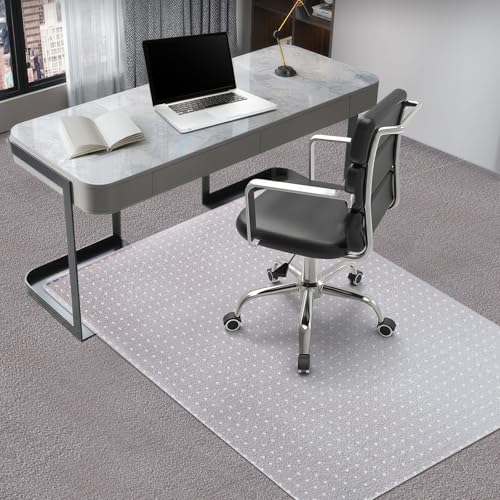 Vicwe Office Chair Mat for Carpeted Floors, 48"X36" Chair Mats with Studs | Carpet Protector Floor Mats for Low and No Pile Carpet, Easy Glide Computer Desk Chair Mat for Home & Offices, Clear - color: Clear, size: 48" x 36" (for low-pile carpet)