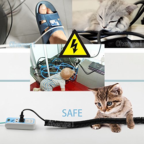 Cable Organizer Coiled Tube Sleeve Cable Management Sleeve (White, 59inches Length, 1.1inches Diameter) - color: White, size: 59inch*1.1inch*1pc
