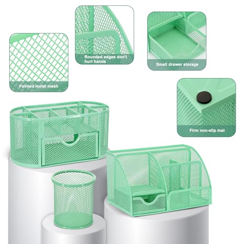 17 IN 1 Office Desk Organizer Set for Back to School Supplies Accessories - color: Green