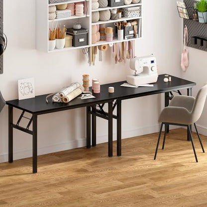 Need Home Office Desk 47 inch - No Assembly Folding Computer Table with BIFMA Certification,Computer Table Workstation Perfect for Teens/Office/Home | Black Frame Writing Gaming Work Table/Foldable Home Office Desk/Sewing Table, No Assembly Required - col