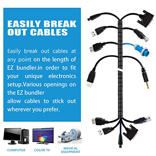 Cable Sleeve Organizer Cord Wire Wrap Coiled Tube Cable Management Sleeve for Home Office PC TV (Black Length59inches Diameter1.1inches) - color: Black, size: 59inch*1.1inch*1pc