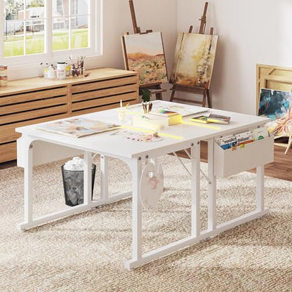 DurayLoly 32" Gaming Desk with Waterproof LED Lights for Bedroom,White - color: White, size: 32 IN