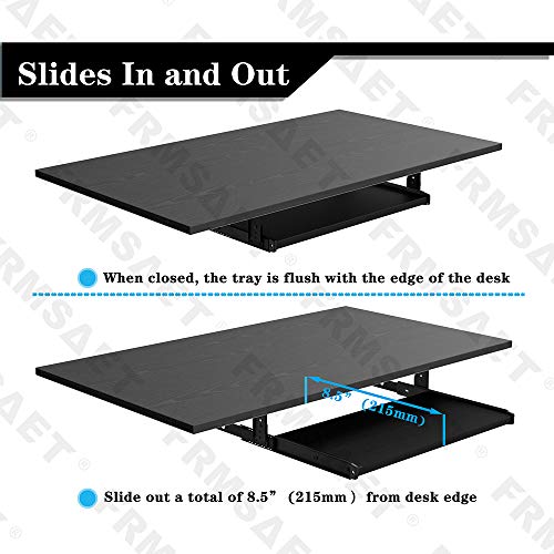 FRMSAET Office Product 20/24/30 inch Keyboard Drawer Tray(20 in, Black) | Heavy Duty Wood Pull-Out Under Desk Computer Platform Sliding Drawer Suits with Adjustable Height Slides, Save Space - color: Black, size: Small