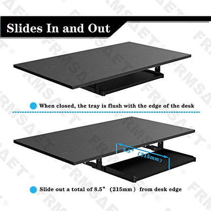 FRMSAET Office Product 20/24/30 inch Keyboard Drawer Tray(20 in, Black) | Heavy Duty Wood Pull-Out Under Desk Computer Platform Sliding Drawer Suits with Adjustable Height Slides, Save Space - color: Black, size: Small