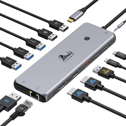13-in-1 Laptop Docking Station Dual Monitor 4K, 2 HDMI USB C Hub LIONWEI - color: 13-in-1[2 HDMI+DisplayPort]