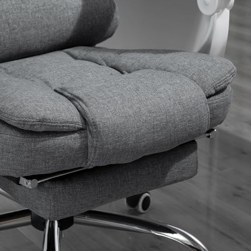 Executive Office Chair with Footrest, Linen-Fabric Computer Chair