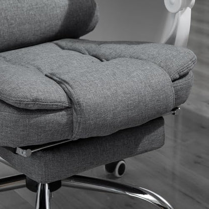 Executive Office Chair with Footrest, Linen-Fabric Computer Chair