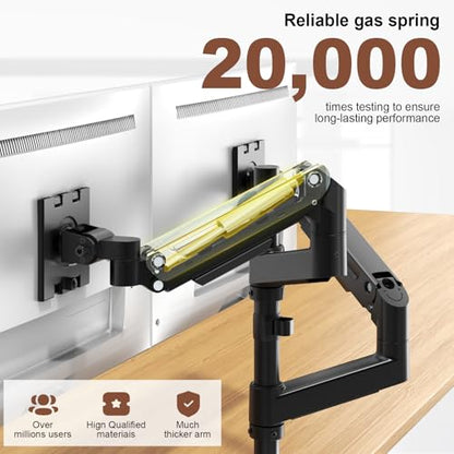 Heavy Duty Dual Monitor Arm for 17-49" Screens, Vertical Stack, 44lbs - color: Black