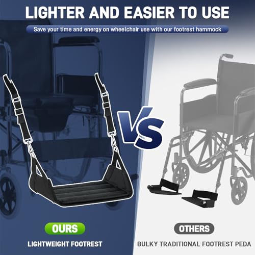 Upgrade Wheelchair Foot Rest Hammock - Adjustable Height Anti-Slip Anti-Squeeze Leg Support Sling with Rigid Base for Wheelchair, Rollator, Walker Footrest Replacement Essential Accessories - size: Standard