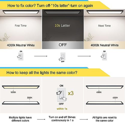 AIKVSXER 6 Pack 1x4 LED Flat Panel Light Surface Mount Black, 5500LM 50W - color: Black, size: 1x4FT 6PACK